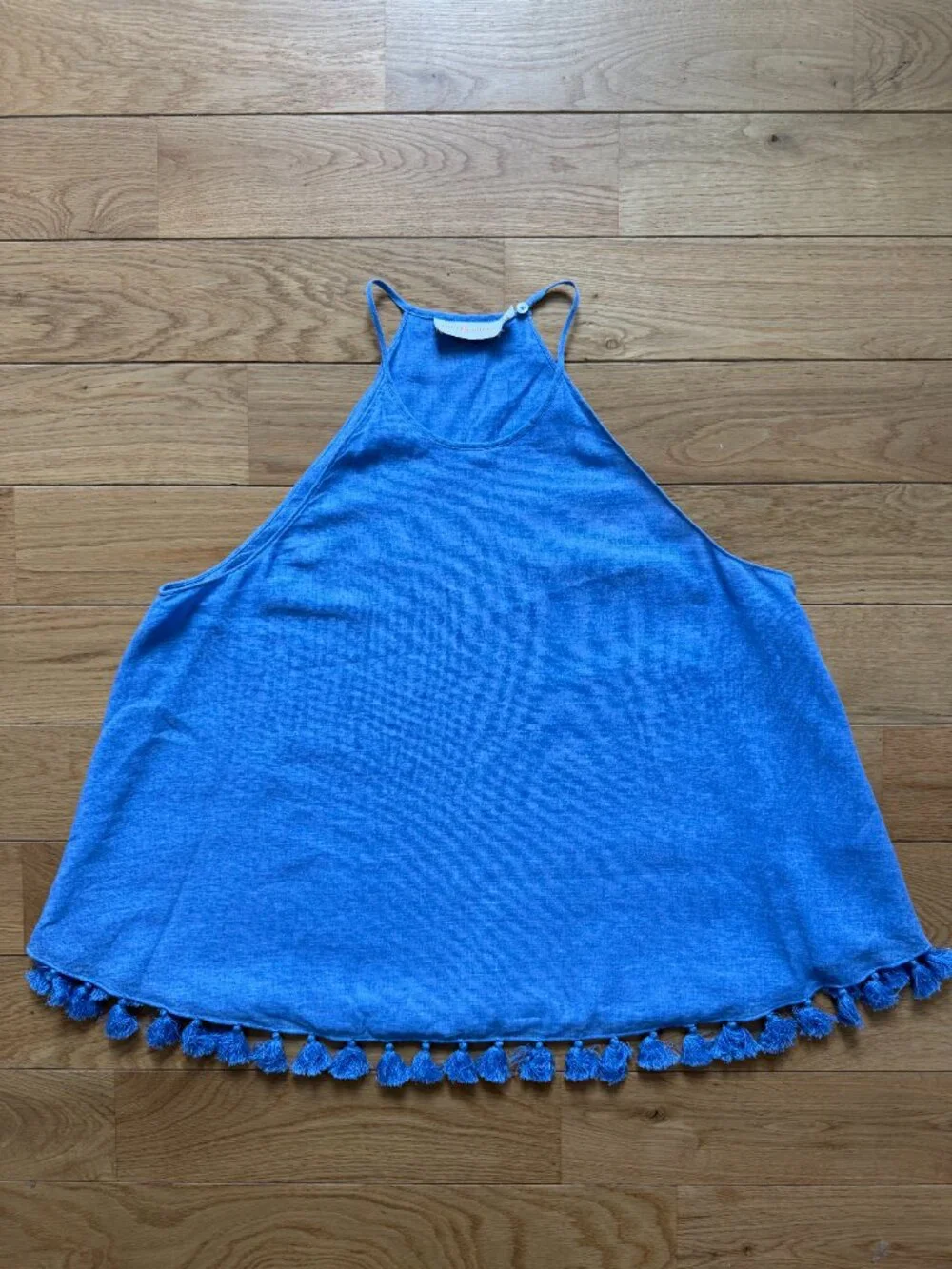Tory Burch Blue Tassel Hem High Neck Camisole Tank Top, Size 6